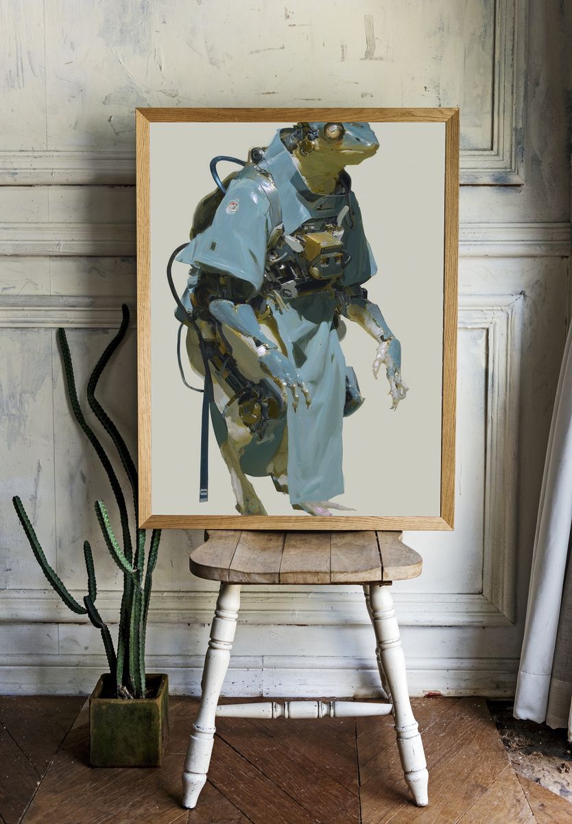 Cybernetic Frog Portrait Print room preview