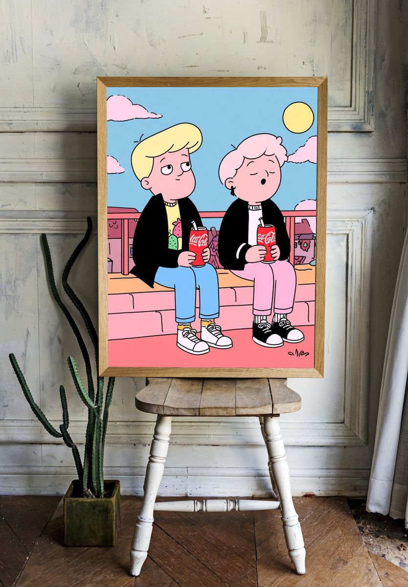Chill Friends — Cartoon Print. room preview
