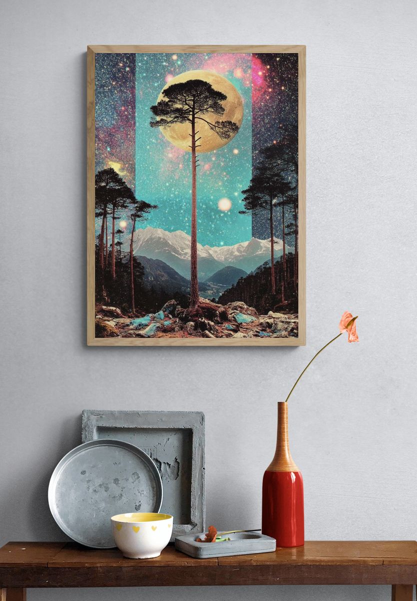 Cosmic Forest — Surrealism Print. — room view 3