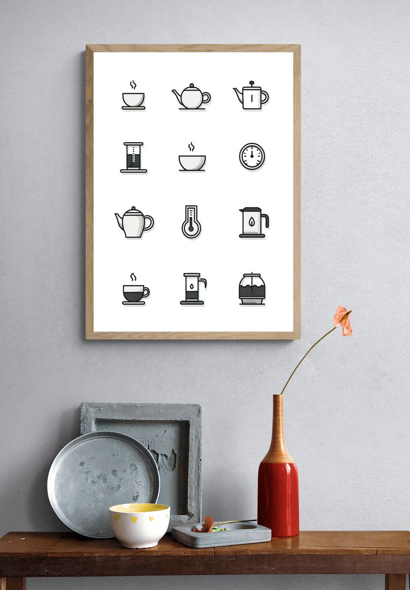 Coffee Brewing Tools — Minimalist Print. — room view 3