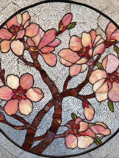 Cherry Blossom Stained Glass Poster. poster