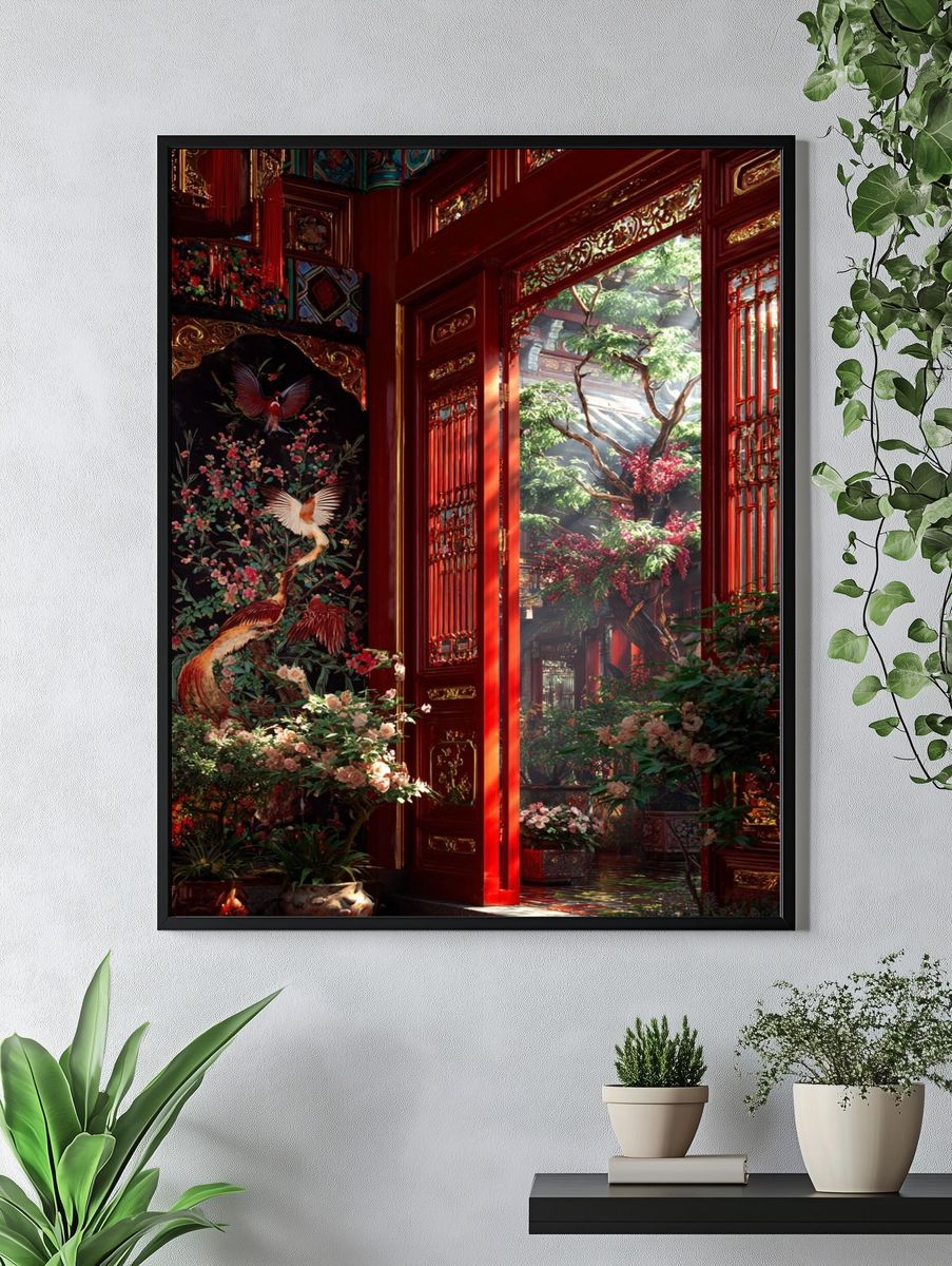 Chinese Garden View — Fine Art Print. — room view 4