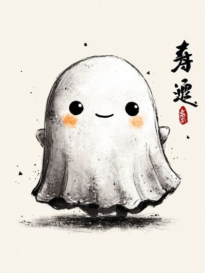 Cute Ghost Illustration Poster. poster print