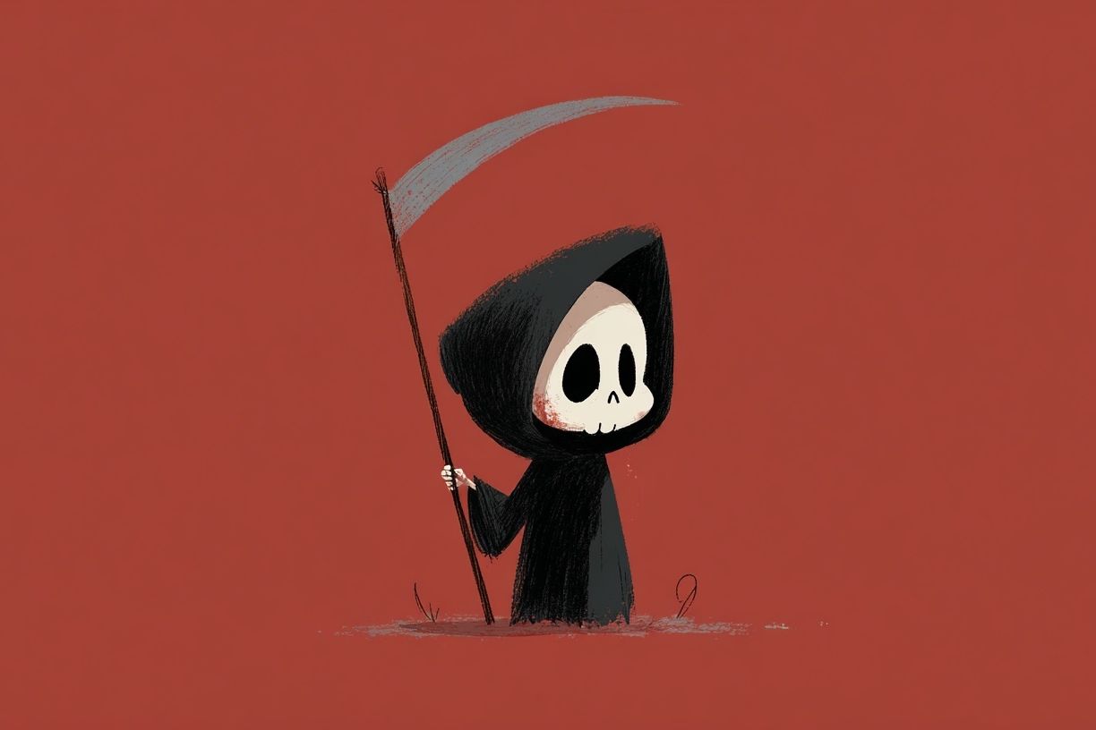 Cute Grim Reaper — Illustration Print. poster — illustration art