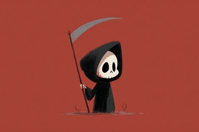 Cute Grim Reaper — Illustration Print. poster