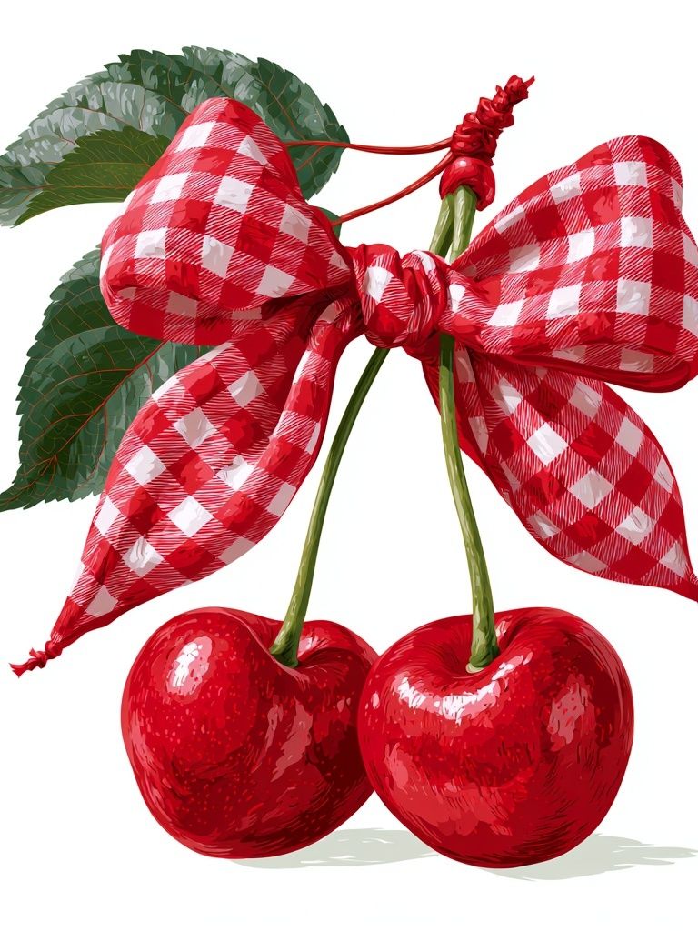Cherry Bow Illustration Print. poster — illustration art