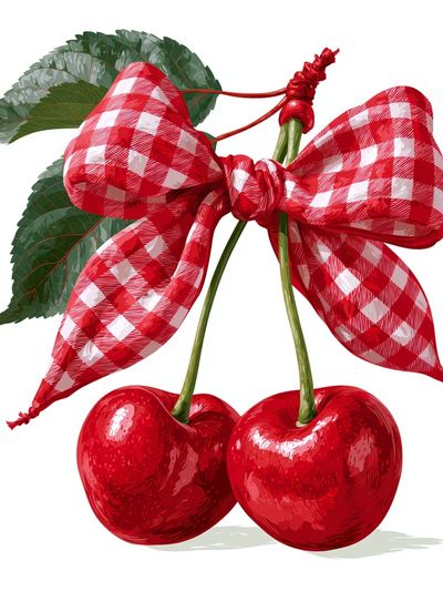 Cherry Bow Illustration Print.