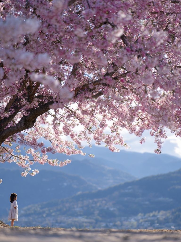 Cherry Blossom Mountain View Photography Poster. poster detail