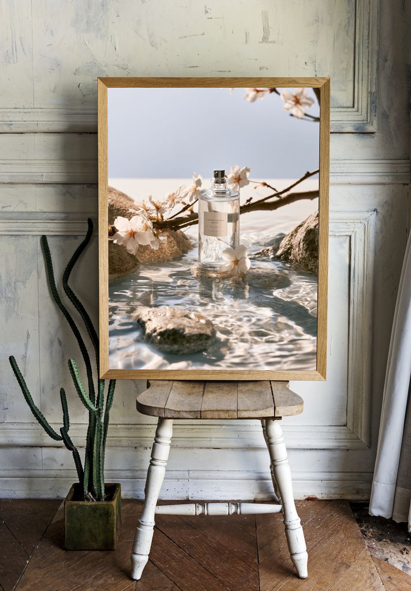 Cherry Blossom Perfume Still Life Poster. — room view 1