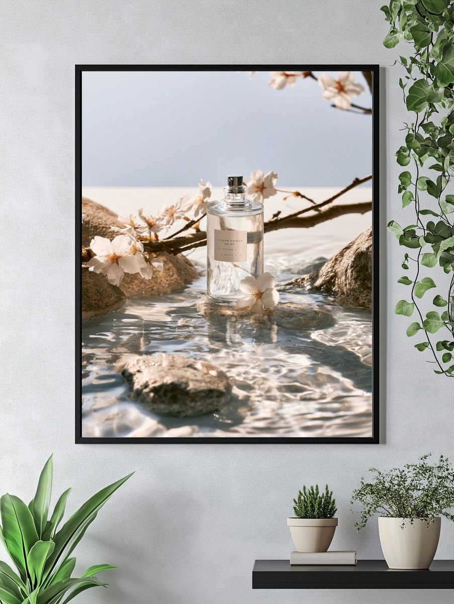 Cherry Blossom Perfume Still Life Poster. — room view 4