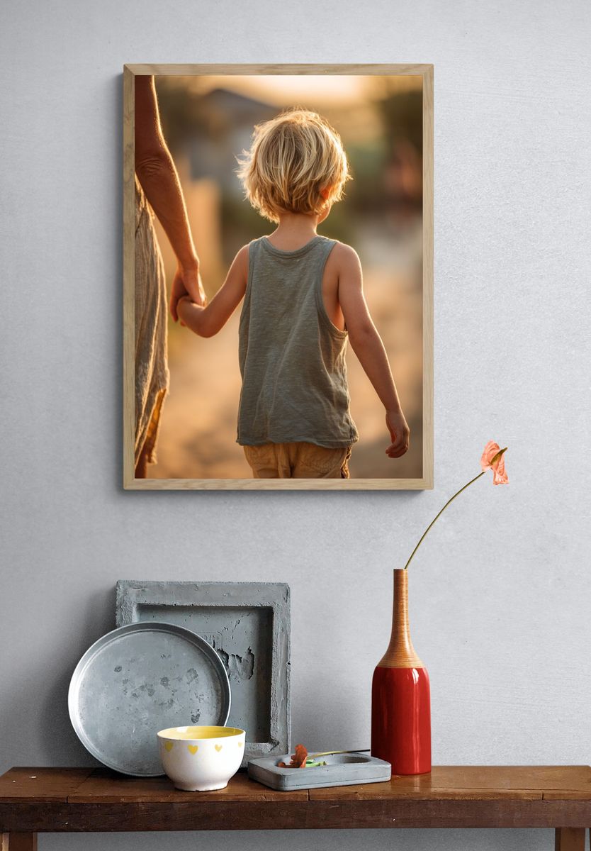 Child Holding Hand — Photography Print. — room view 3