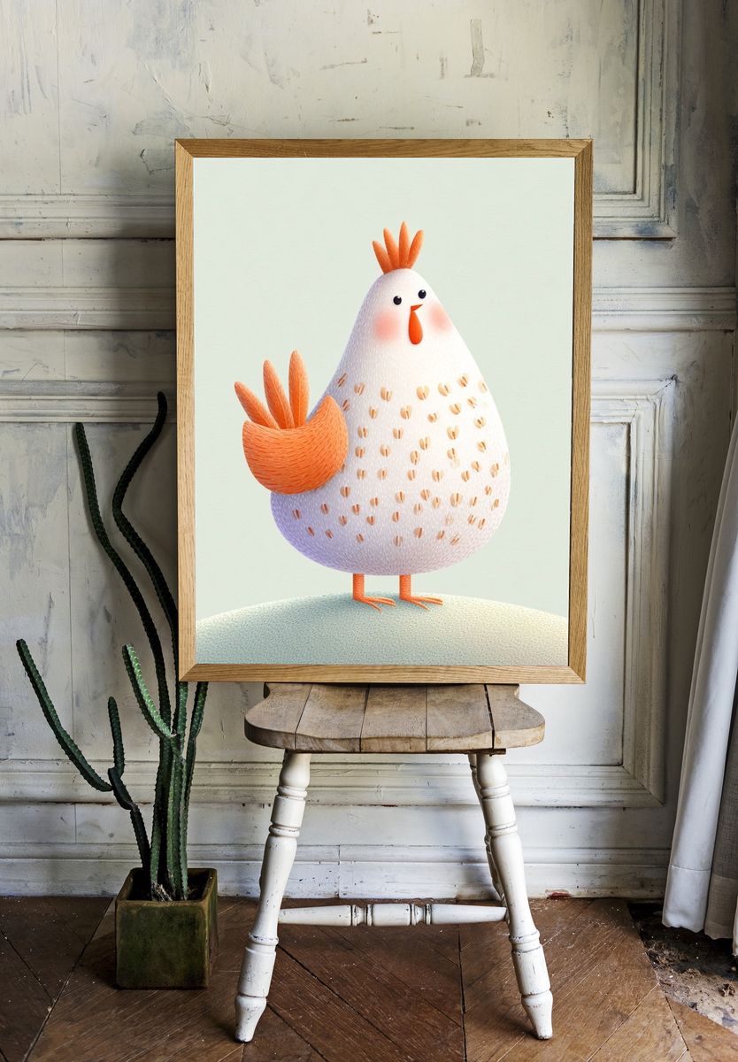 Cute Chicken Illustration Poster. room preview