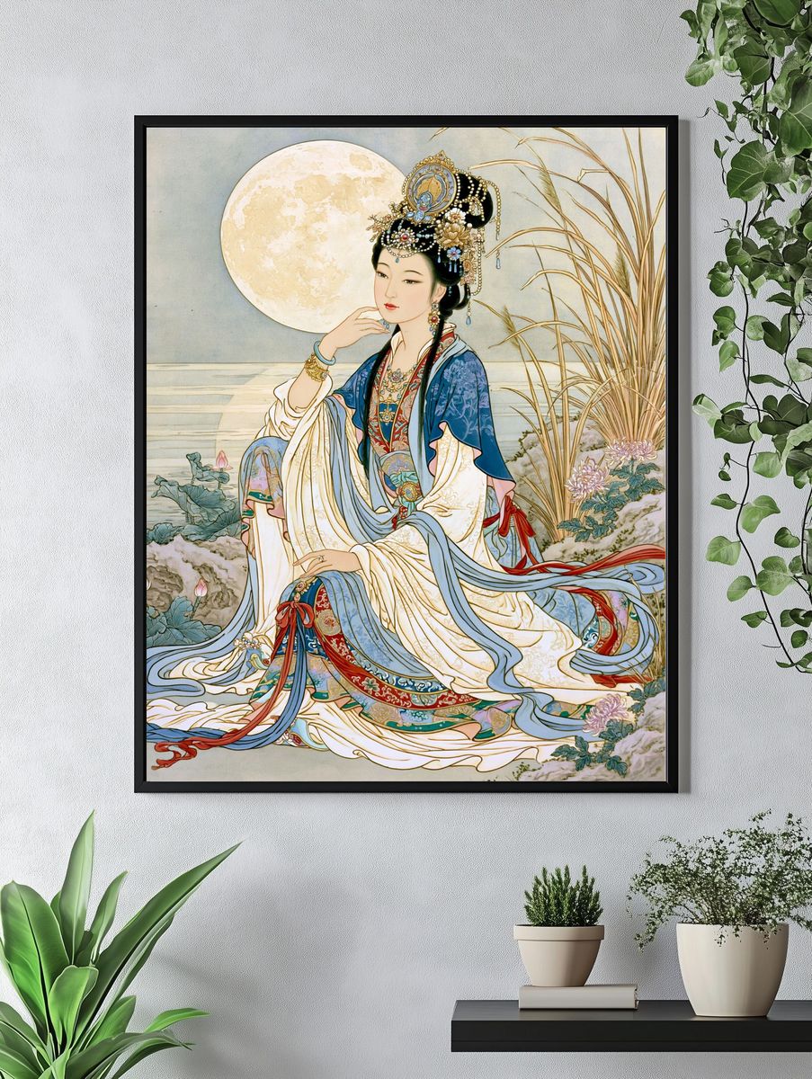 Moonlit Chinese Empress Illustration Poster. — room view 4