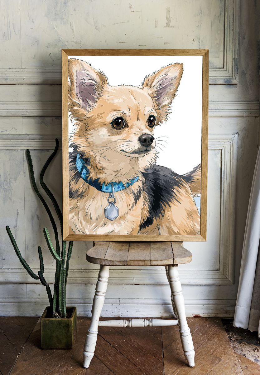 Chihuahua Portrait Illustration Poster. room preview