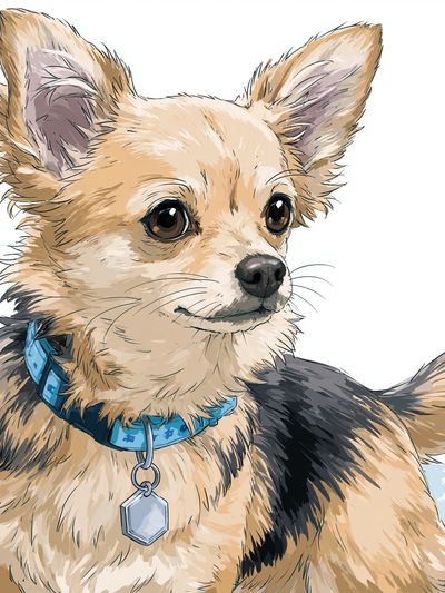 Chihuahua Portrait Illustration Poster. poster print