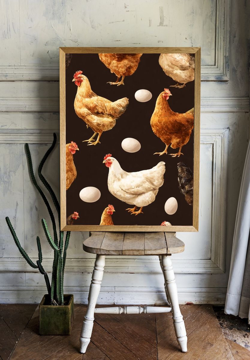 Chickens and Eggs — Botanical Print room preview