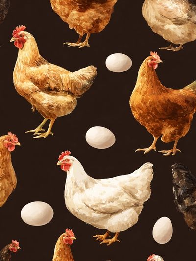 Chickens and Eggs — Botanical Print. poster print