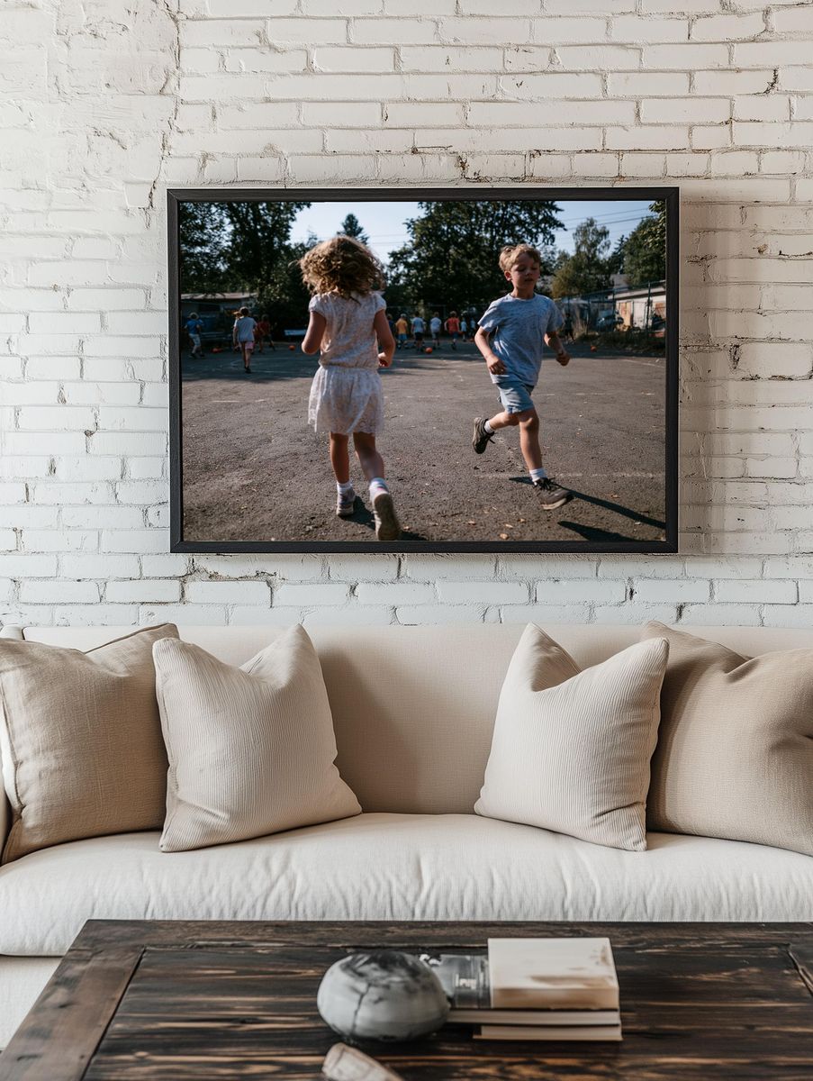 Children Playing Outdoors Photography Poster. room preview