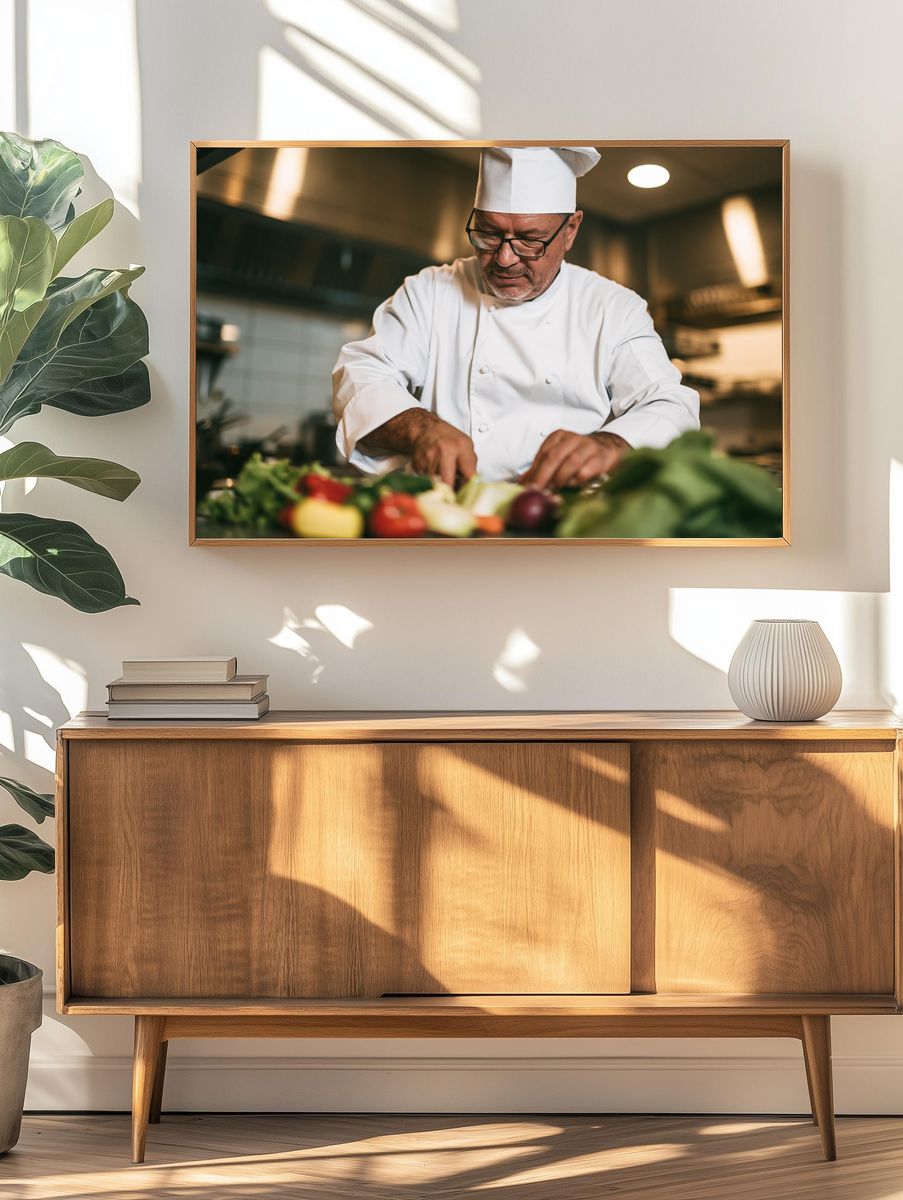 Chef Preparing Ingredients Photography Poster. — room view 3