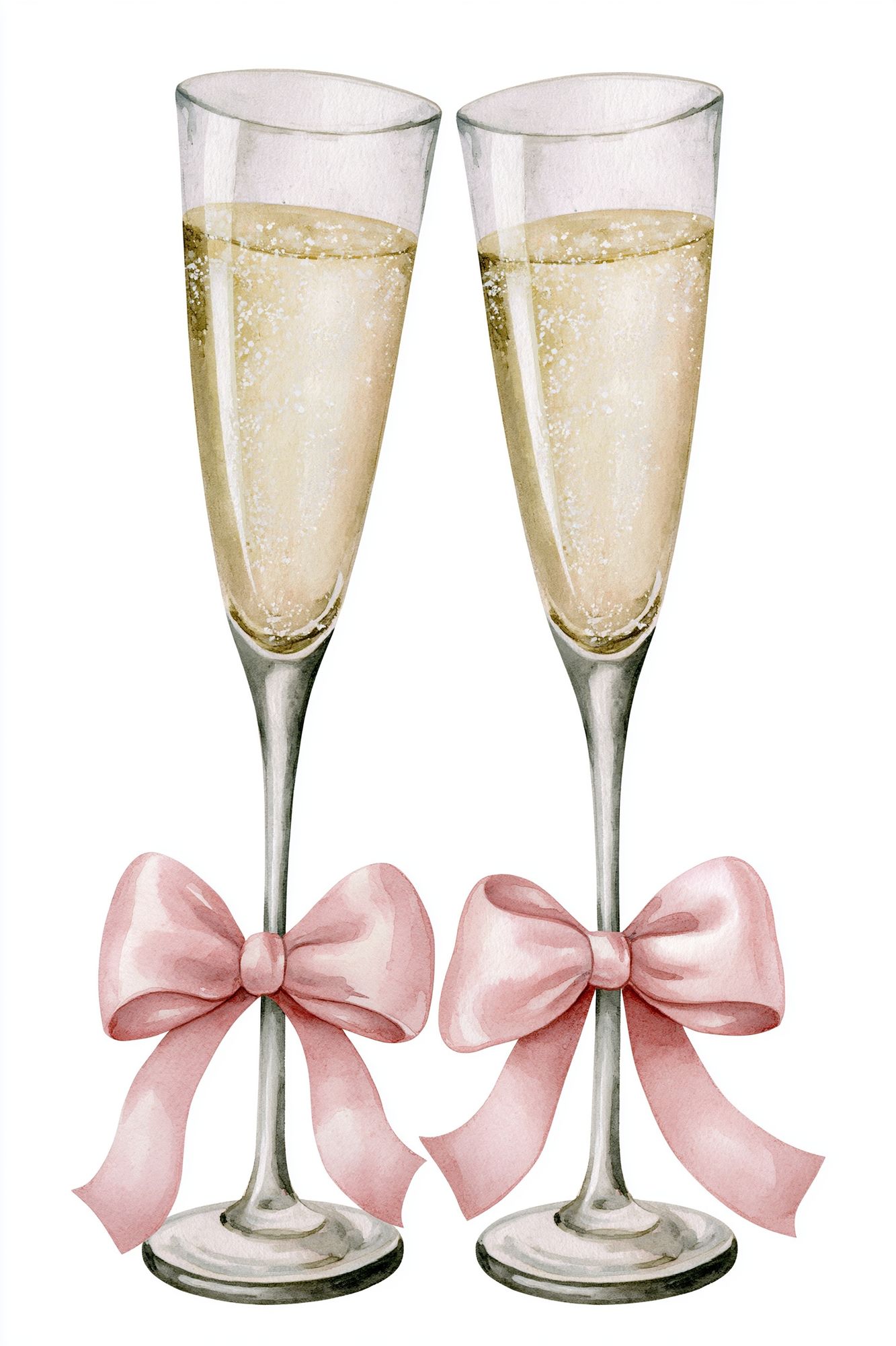 Champagne Flutes Watercolor Print. poster detail