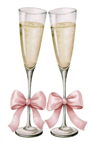 Champagne Flutes Watercolor Print.