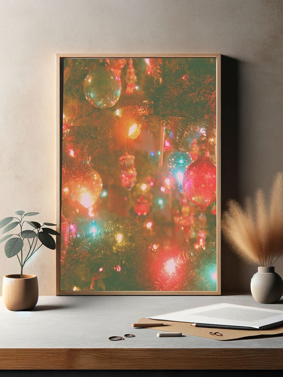 Christmas Tree Lights Photography Poster. — room view 2