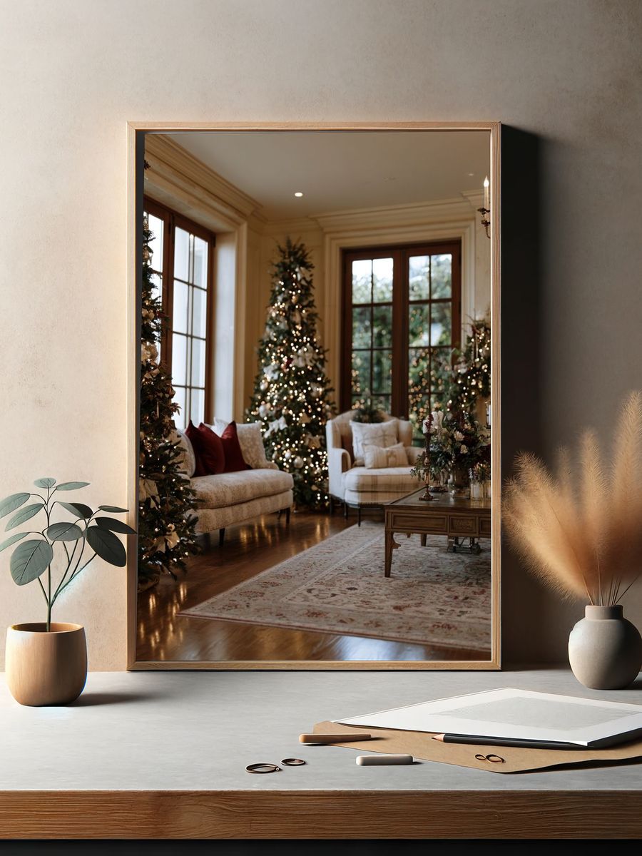 Elegant Christmas Living Room Photography Poster. — room view 2