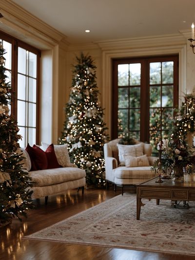 Elegant Christmas Living Room Photography Poster. poster
