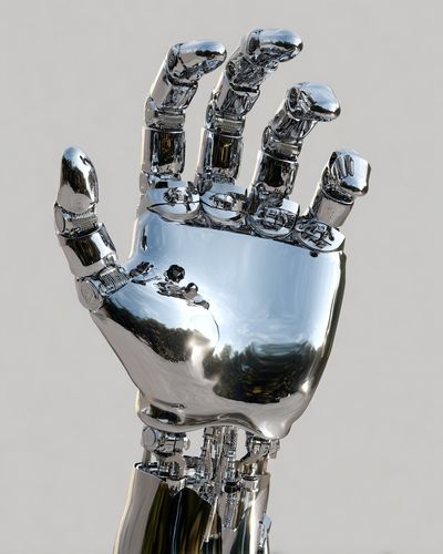 Chrome Robot Hand Poster. poster print