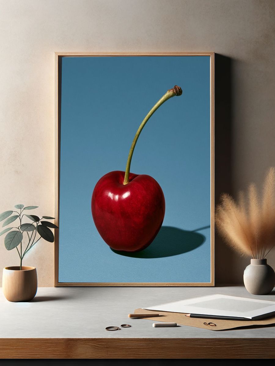 Red Cherry Still Life Photography Poster. — room view 2