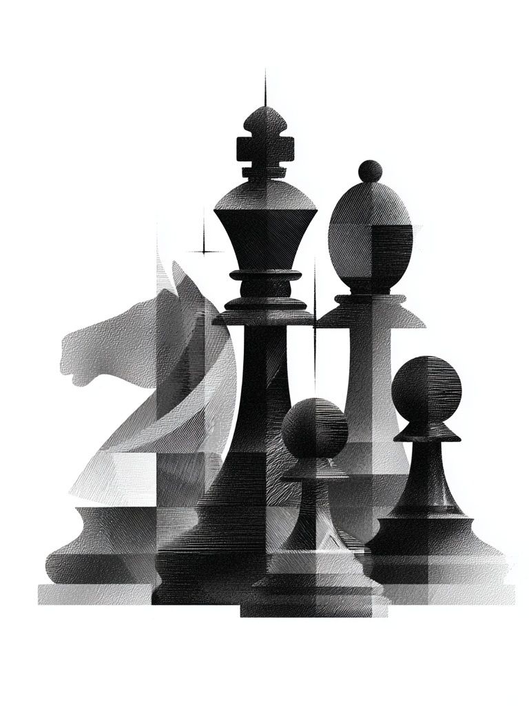 Chess Pieces Black-White Poster. poster detail