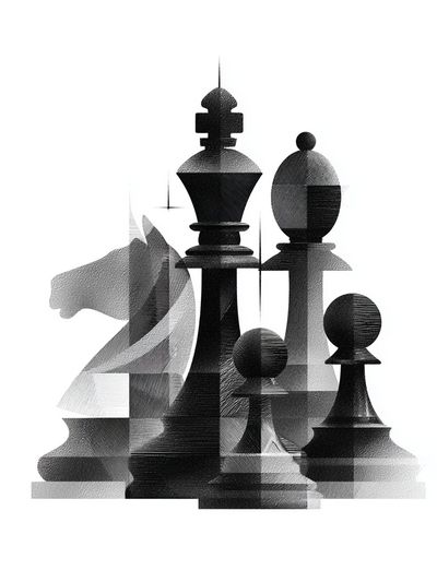 Chess Pieces Black-White Poster. poster print
