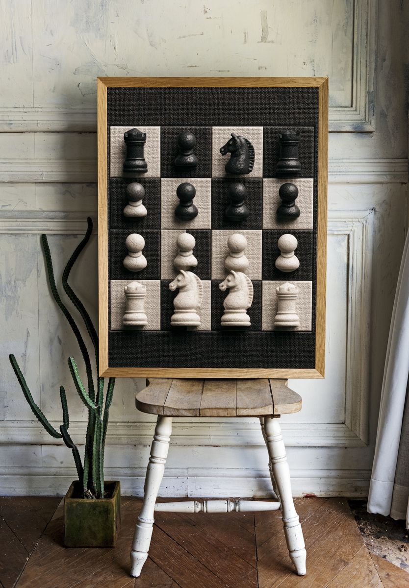 Chessboard Still Life Photography Poster. — room view 1