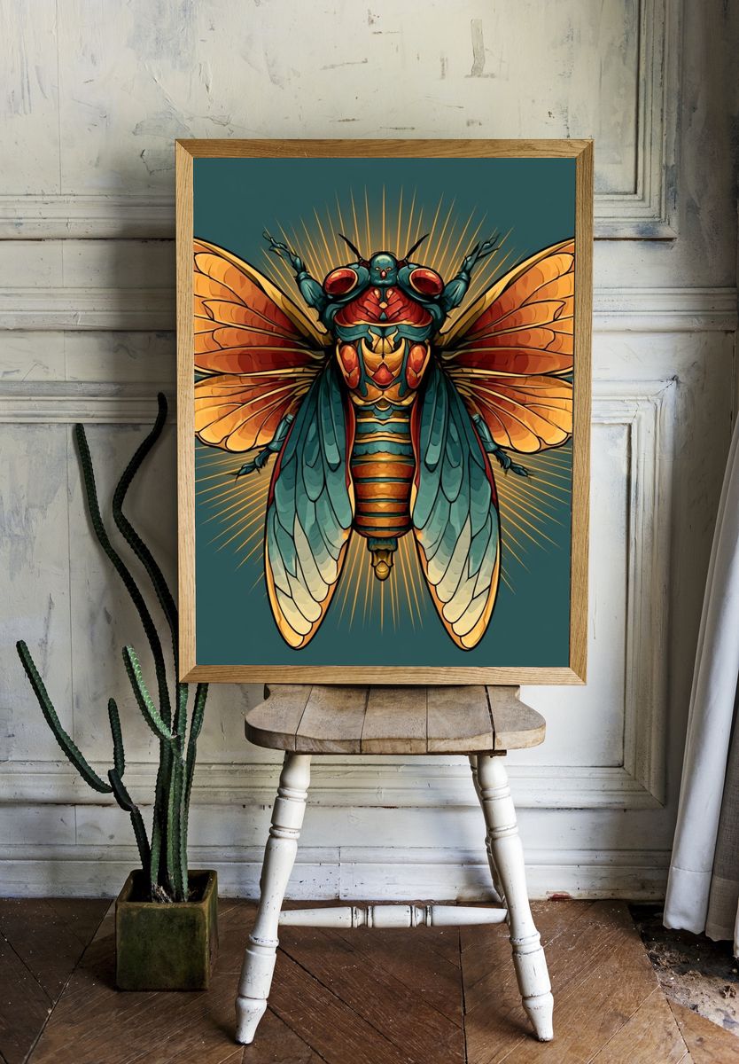 Cicada Wings Illustration Poster. — room view 1