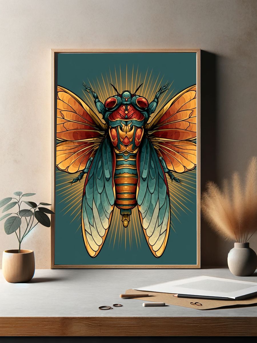 Cicada Wings Illustration Poster. — room view 2
