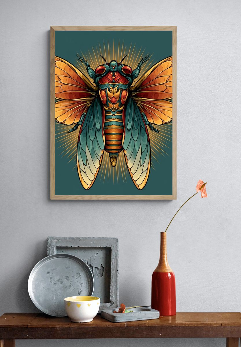 Cicada Wings Illustration Poster. — room view 3