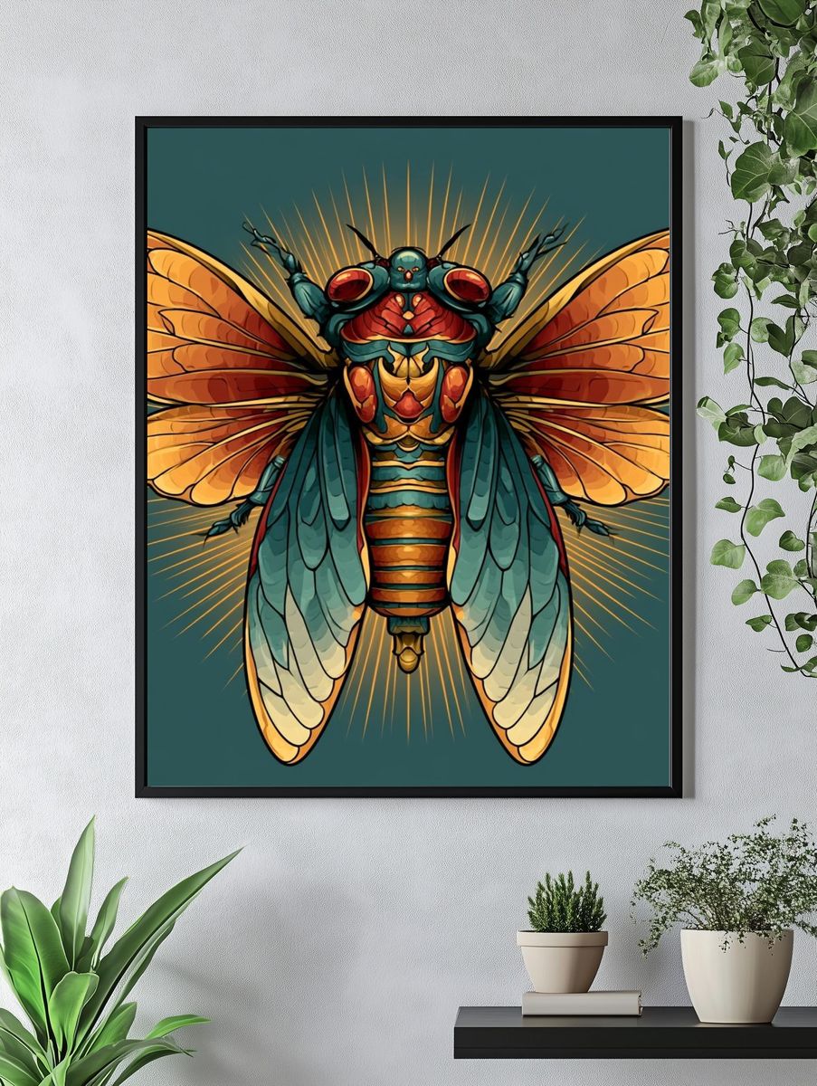 Cicada Wings Illustration Poster. — room view 4