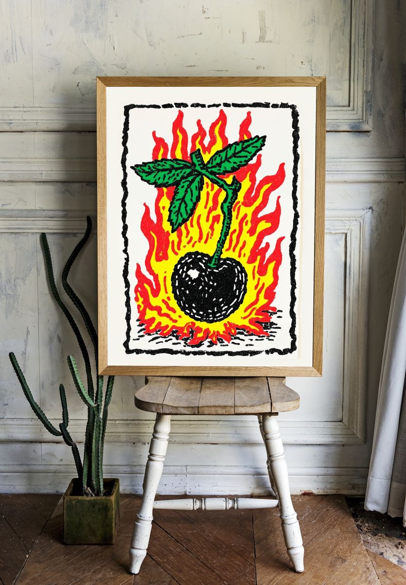 Cherry on Fire — Illustration Print. — room view 1