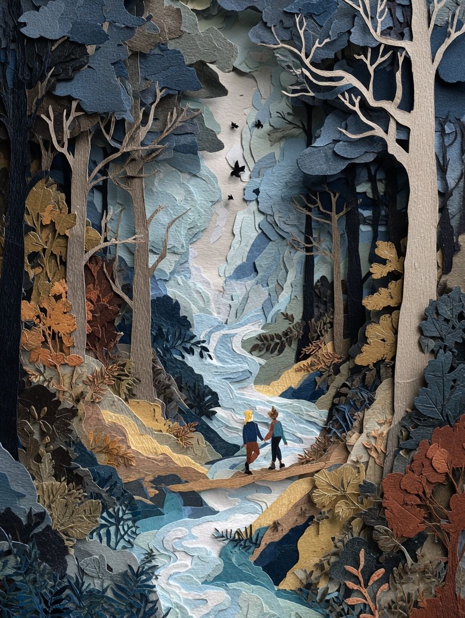 Couple in a Forest — Illustration Print. poster — illustration art