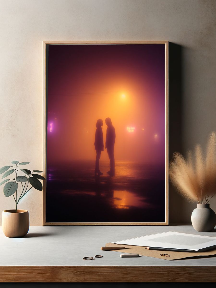 Couple in Fog — Fine Art Print. — room view 2