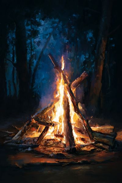 Campfire in the Woods — Fine Art Print. poster print