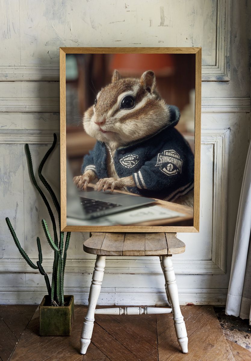 Charming Chipmunk in Jacket — Animal Print room preview