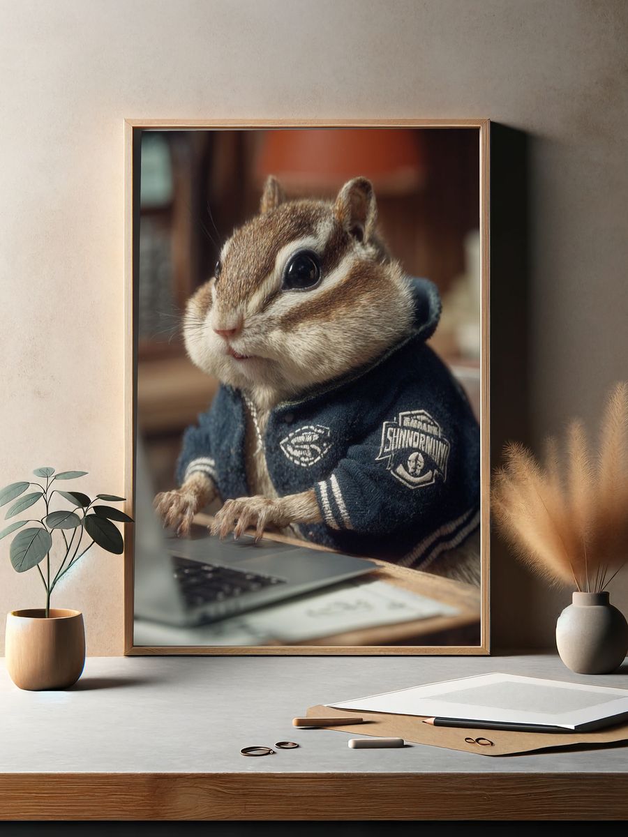 Charming Chipmunk in Jacket — Animal Print. — room view 2