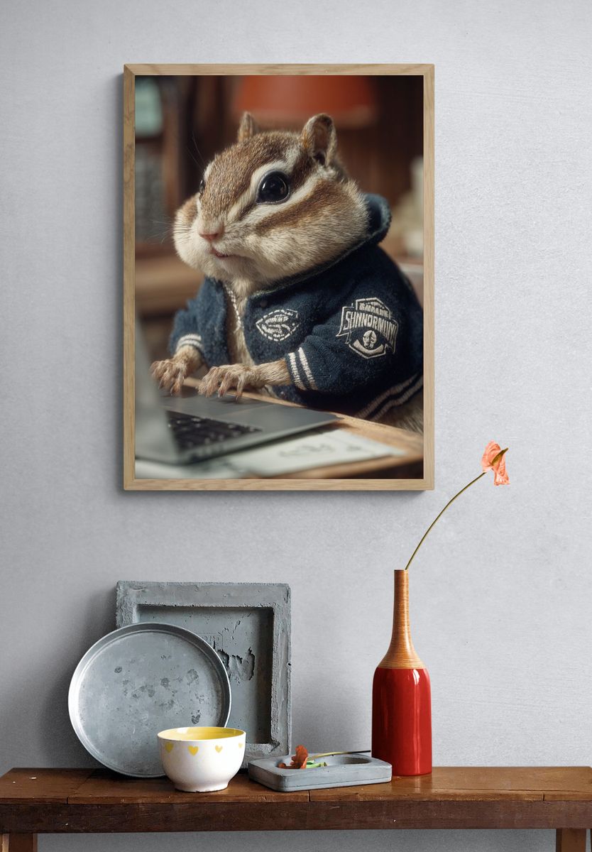 Charming Chipmunk in Jacket — Animal Print. — room view 3