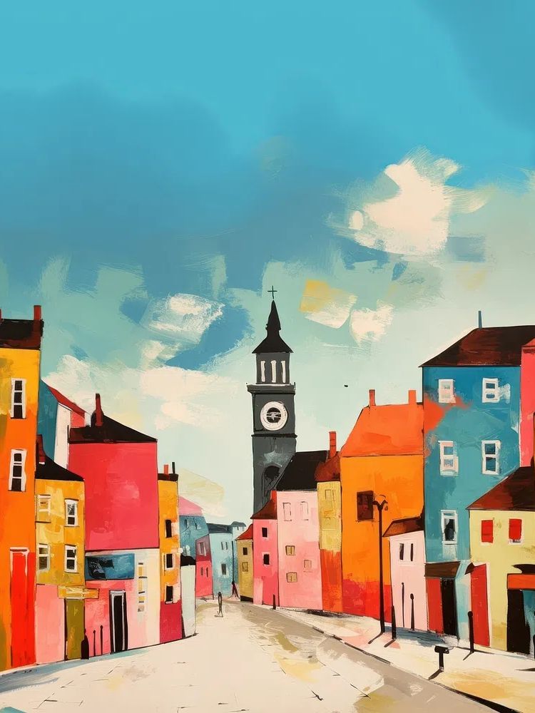 Colorful Cityscape — Illustration Print. poster — illustration art