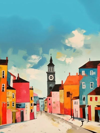 Colorful Cityscape — Illustration Print. poster print
