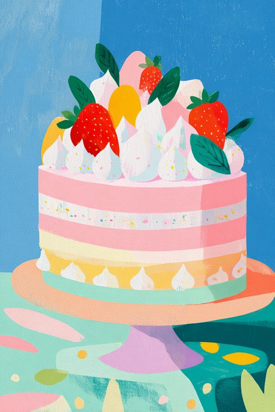 Colorful Cake Illustration Poster. poster detail
