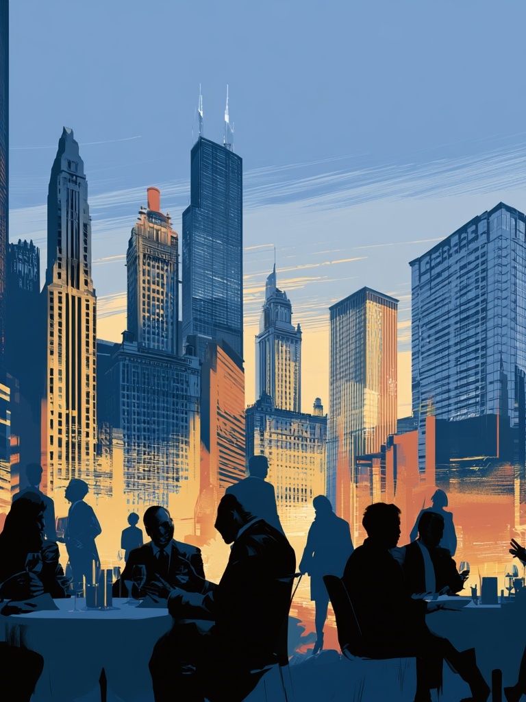 City Skyline Silhouettes Illustration Poster. poster — illustration art