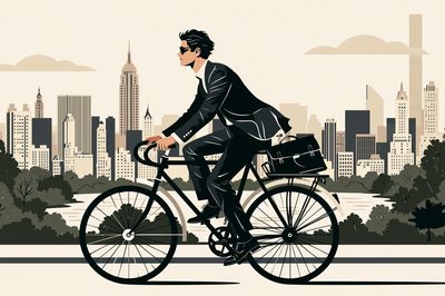 Cyclist in Cityscape Illustration Poster. poster