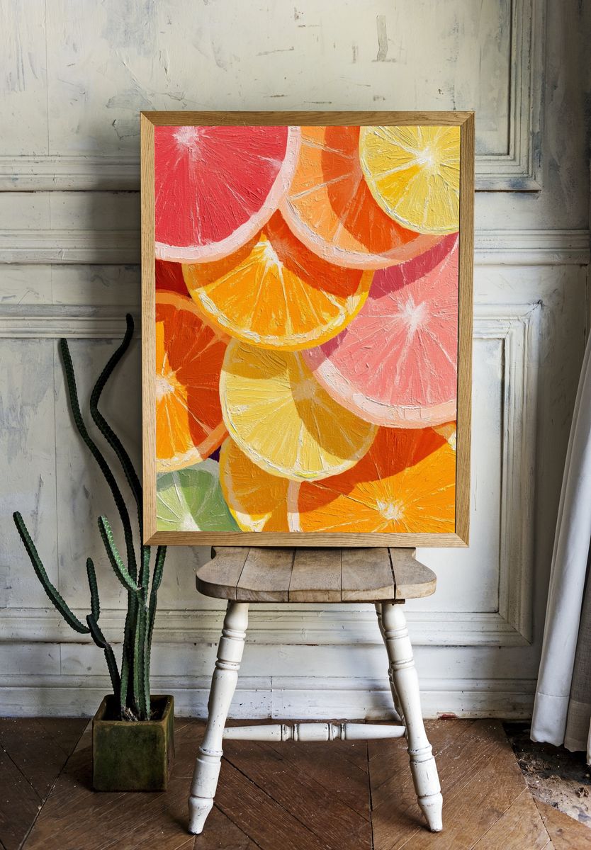 Citrus Slices Colorful Print. — room view 1